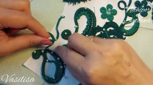 Нерегулярная сеточка в ирландском кружеве. Вяжем платье "Изумрудная сказка".