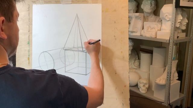 Академический рисунок. Натюрморт из 3-х геометрических тел смотреть онлайн