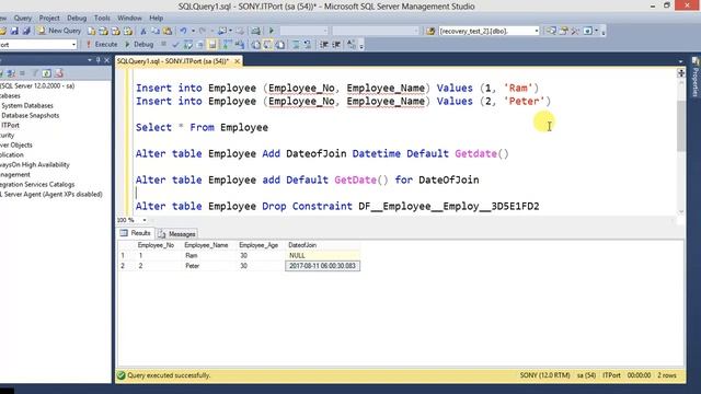 Create, Alter, Drop default constraint in SQL Server - Part 9 смотреть онлайн
