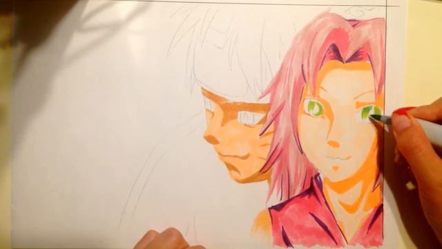 Draw Naruto with Sakura (Как рисовать Наруто и Сакура) copic смотреть онлайн