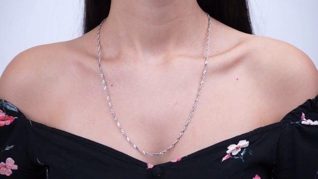 Цепочка "Сингапур" из серебра 925 пробы покрытая родием. смотреть онлайн