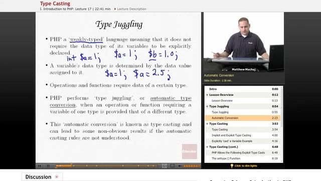 PHP - Type Casting смотреть онлайн