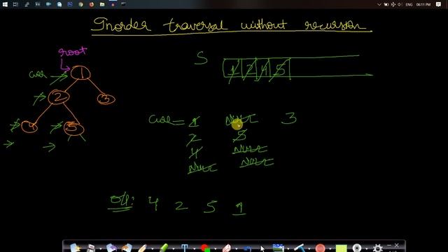 Inorder traversal without recursion | Iterative Inorder tree traversal смотреть онлайн