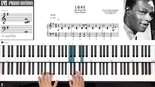 L-O-V-E (Love) Nat King Cole - Frank Sinatra (Sheet Music - Piano Solo - Piano Cover - Tutorial) смотреть онлайн