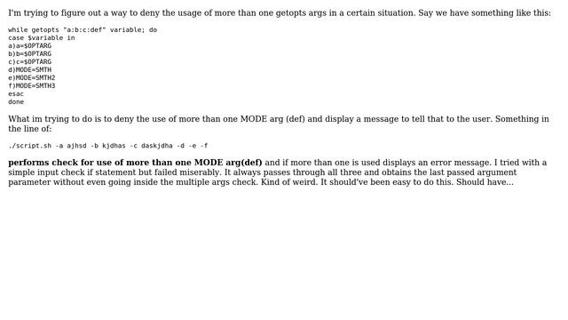 Unix & Linux: deny use of multiple getopts arguments смотреть онлайн