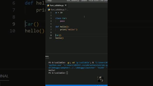 Проверяем возможность вызова объекта c callable() #python смотреть онлайн