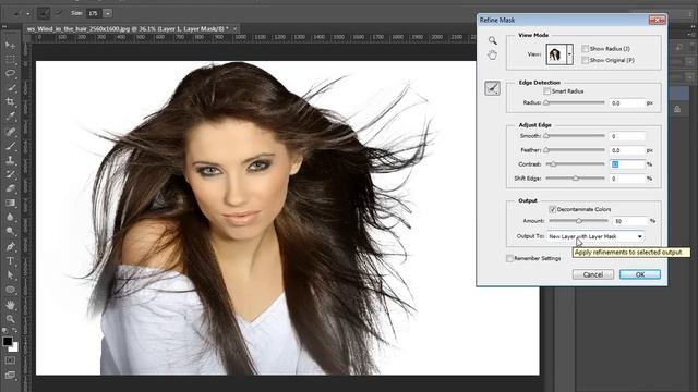 Photoshop - How to take Advance Hair Selection with Mask смотреть онлайн