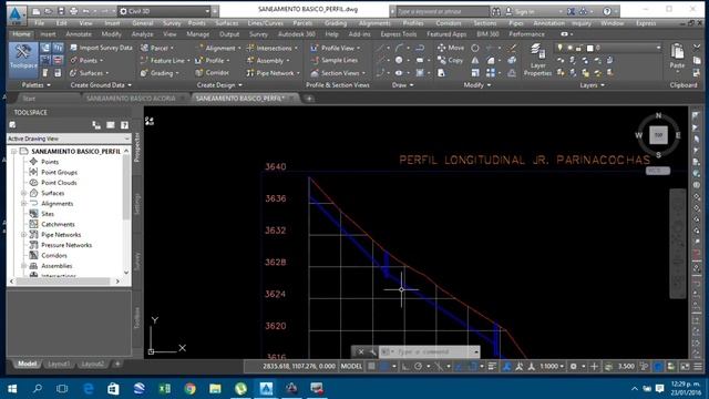 SANEAMIENTO BÁSICO ǀ PERFIL LONGITUDINAL ǀ CIVIL 3D 2015 - 2024 (SB 2/2) смотреть онлайн