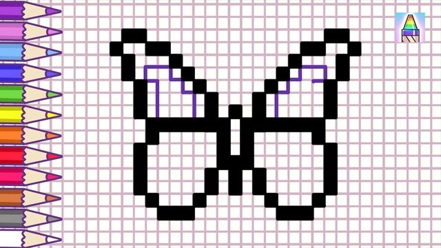 Pixel Art | Как нарисовать БАБОЧКУ по клеточкам | Рисунки по клеточкам | Coloring Kids смотреть онлайн