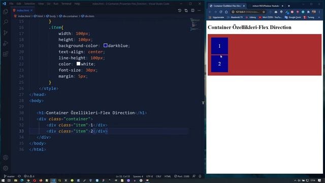 Flexbox | 2-Container Özellikleri-Flex Direction (Ana Eksen Değişikliği) смотреть онлайн