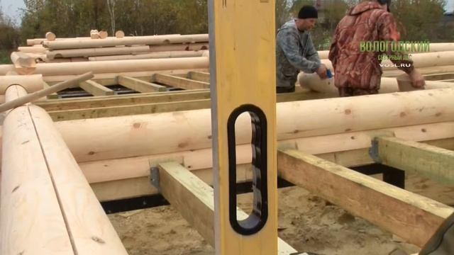 Сборка бани из оцилиндрованного бревна смотреть онлайн