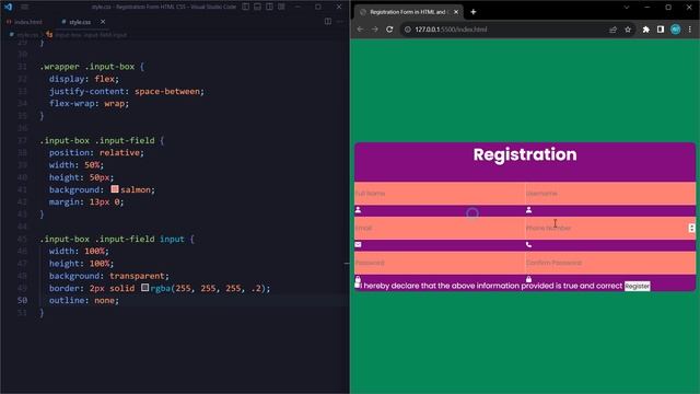 Registration Form in HTML & CSS смотреть онлайн