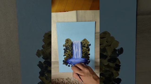 Рисование водопада в лесу акриловыми красками смотреть онлайн