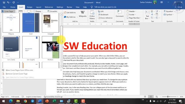 Word 2019 Insert Tab- Page Group- Cover Page, Blank Page, Page Break | MS Office 2019 Tutorial Hind смотреть онлайн