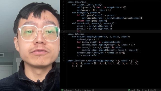Optimize Water Distribution by Kruskal's Algorithm with Union-Find in a Village смотреть онлайн