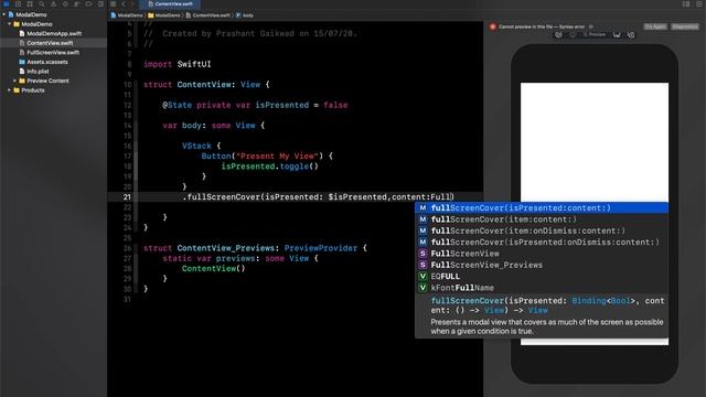 Present Modal View in full screen mode #swiftUI #iOS #xcode12 смотреть онлайн