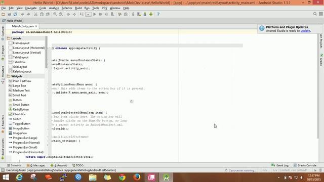 Hello world using android studio смотреть онлайн