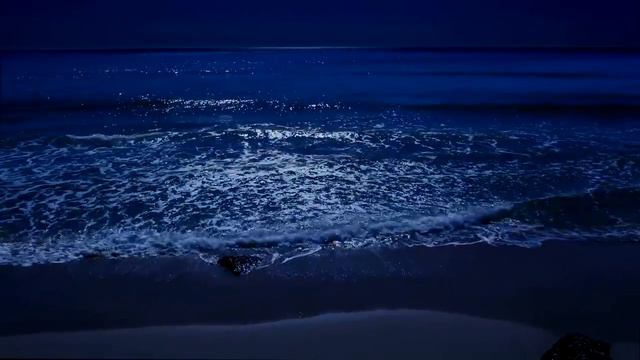 Ночной морской берег. Луна. Ночной шум прибоя. Релакс на 3 часа смотреть онлайн