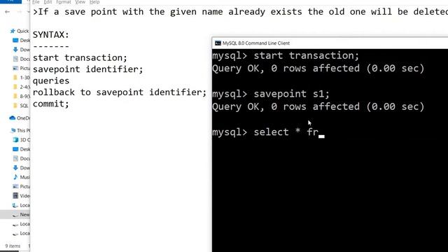 savepoint & rollback in MySQL смотреть онлайн