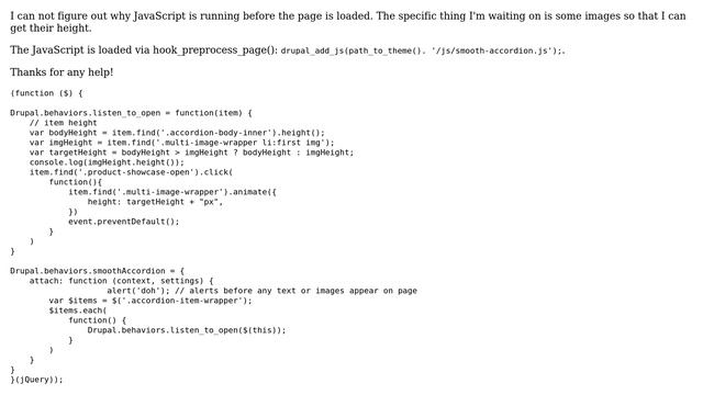 Drupal: JavaScript running before page fully loaded смотреть онлайн