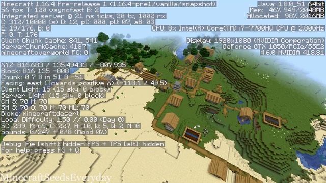 Minecraft Java 1.16.4 Seed: Stronghold intersecting with mineshaft rests right under the village смотреть онлайн
