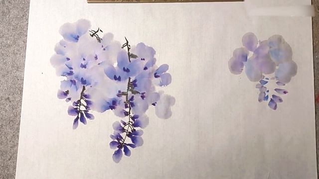 Chinese Watercolor painting of Wisteria смотреть онлайн