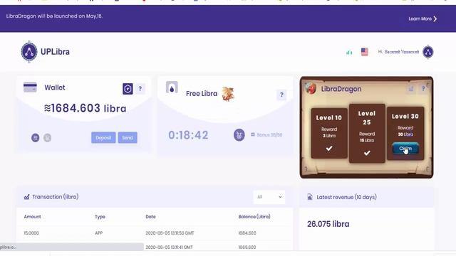 UPLIBRA Новости 5 июня Новая раздача монет Libra и AQU тем кто играет в игру LibraDragon смотреть онлайн