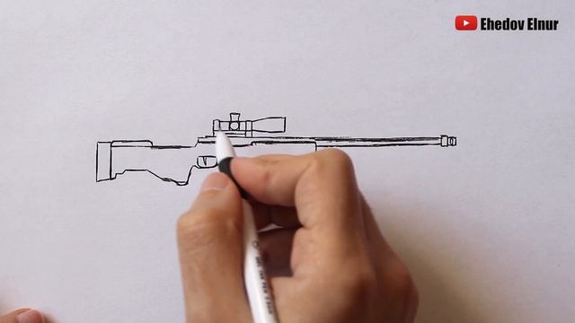 Как нарисовать оружие снайпер AWP поэтапно легко | Ehedov Elnur смотреть онлайн