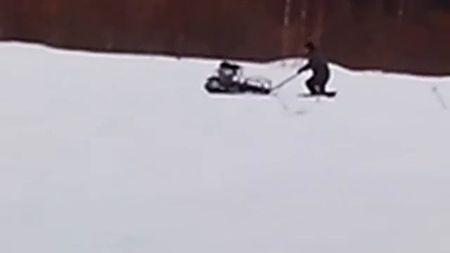 Мотобуксировщик Альфа,мотособака,весна липкий снег. смотреть онлайн