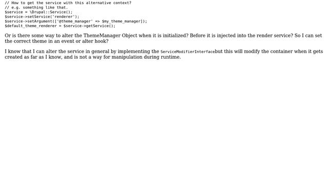 Modifying argument of programmatically called render service. (e.g.: theme to use) = Get object... смотреть онлайн