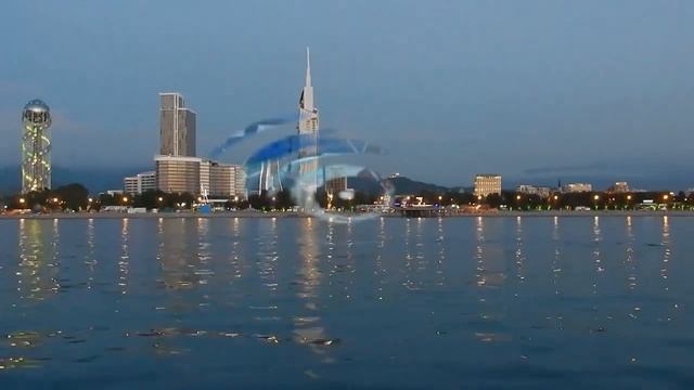 Красивый вид с моря на Батуми. Beautiful view from the sea in Batumi. смотреть онлайн