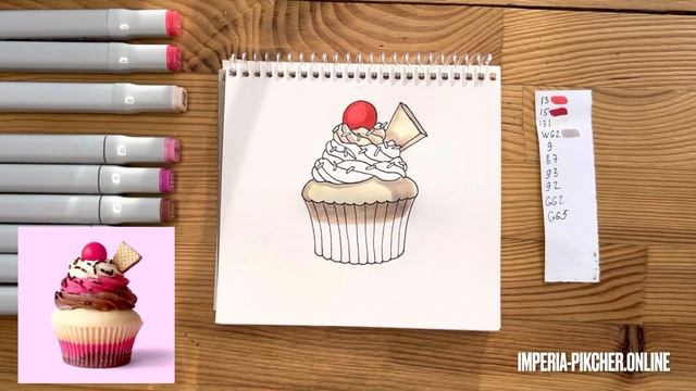 Рисунок скетч маркерами "Пирожное" для скетчбука | Срисовка картинки для начинающих смотреть онлайн