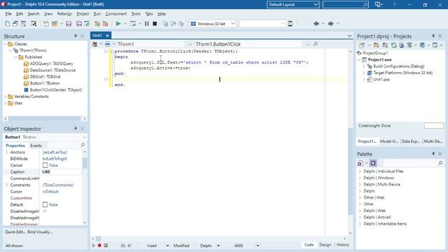 Delphi - SQL (LIKE) смотреть онлайн