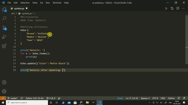 Dictionary - Add items using update() | Python | Coding смотреть онлайн