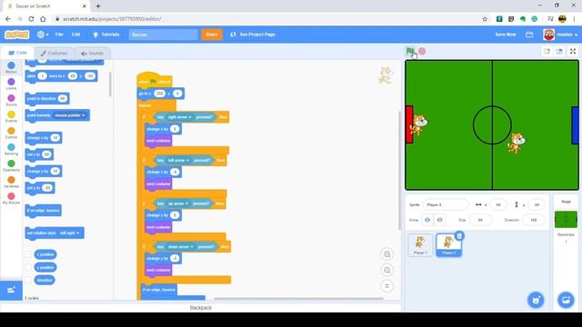 Basic Scratch 3.0 Tutorial Move 03 With Mini-game Football 基本Scratch 3.0移动03与迷你游戏足球