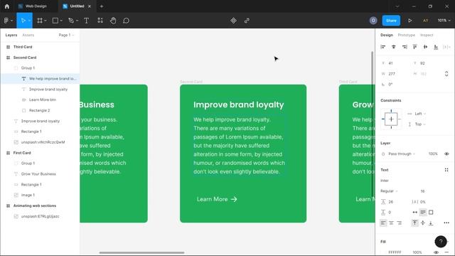 Interactive Web Card Section UI Design and Animation in Figma. with components and smart animate. смотреть онлайн