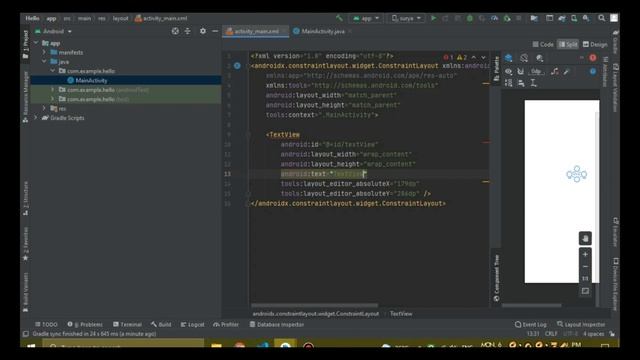 Print Hello World IN Android Studio смотреть онлайн