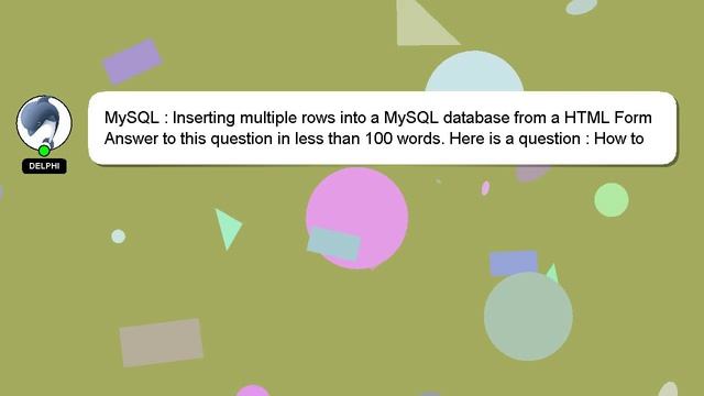 MySQL : Inserting multiple rows into a MySQL database from a HTML Form смотреть онлайн