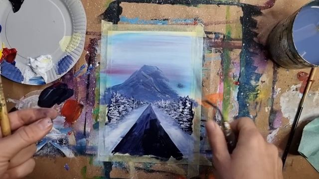 ДОРОГА В ГОРЫ |Рисуем поэтапно красками✌ смотреть онлайн