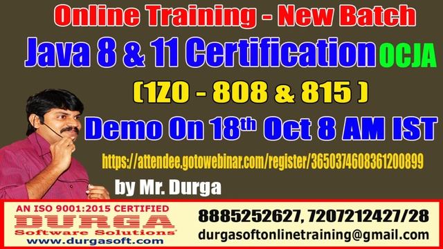 Java Certification 8 & 11 OCJA (1Z0 - 808 & 815 ) Online Training On 18th Oct @ 8AM смотреть онлайн