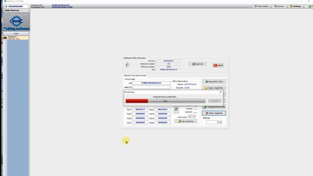 MQB Johnson Control NEC3529 Reading. Changing The Mileage In The JCI Odometer. Keymaster PolDiag!