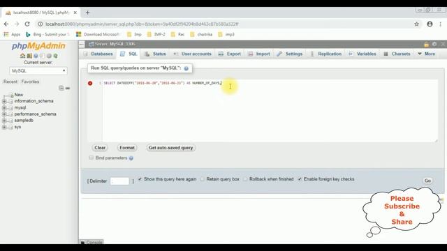 how to get number of days, month and year in mysql phpmyadmin4.7.9 смотреть онлайн