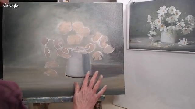 Oilpainting  Blumen Cosmea Blumen Нежность белых космей