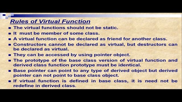 virtual functions in C++ | virtual function Rules | virtual function Examples смотреть онлайн