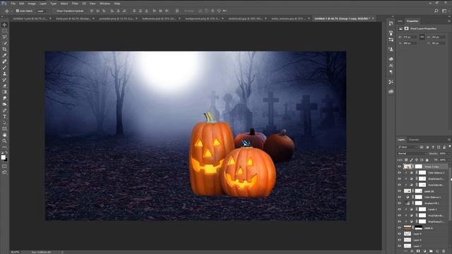 Halloween Pumpkin Poster Photoshop Manipulation Tutorial смотреть онлайн