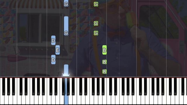 Blippi and The Ice Cream Truck Song EASY Piano Tutorial смотреть онлайн