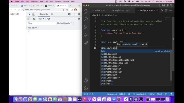 Week 8 - Wednesday - Function syntax, 'return', more on 'if else', 'switch' смотреть онлайн