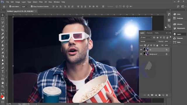 How to Make 3D Movie Effect in Photoshop CC - 3D Glasses Effect смотреть онлайн
