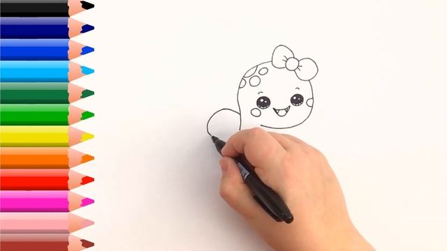 Как нарисовать маленькую змею . Мультик раскраска. Простая техника рисования для детей смотреть онлайн