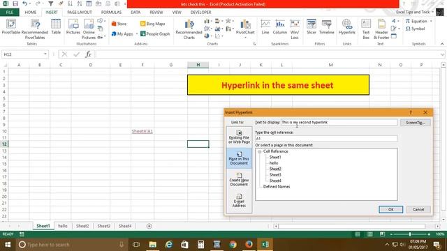 HyperLink in Same sheet in Excel смотреть онлайн